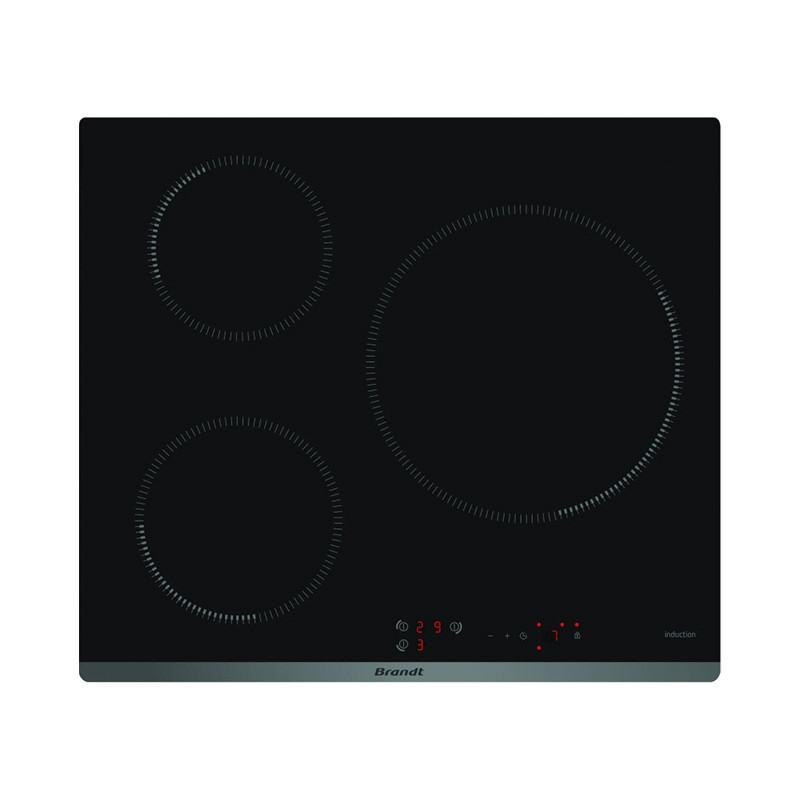 Table de cuisson induction 60cm 3 feux 7200w - Brandt - bpi6314b