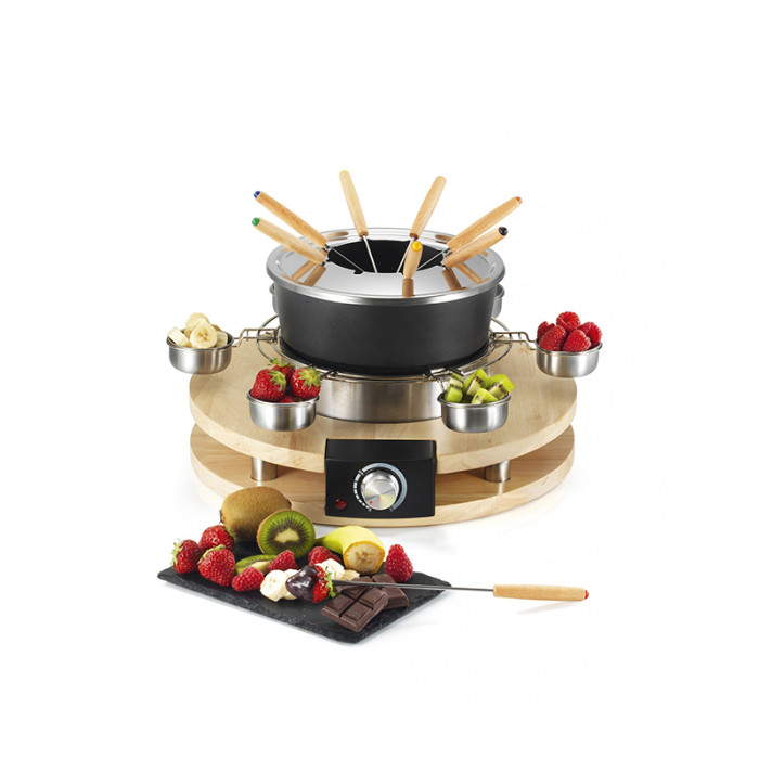 Appareil à fondue - KITCHEN CHEF - 8 personnes - 1300W - Caquelon  anti-adhésif - Support en bois véritable - Cdiscount Electroménager