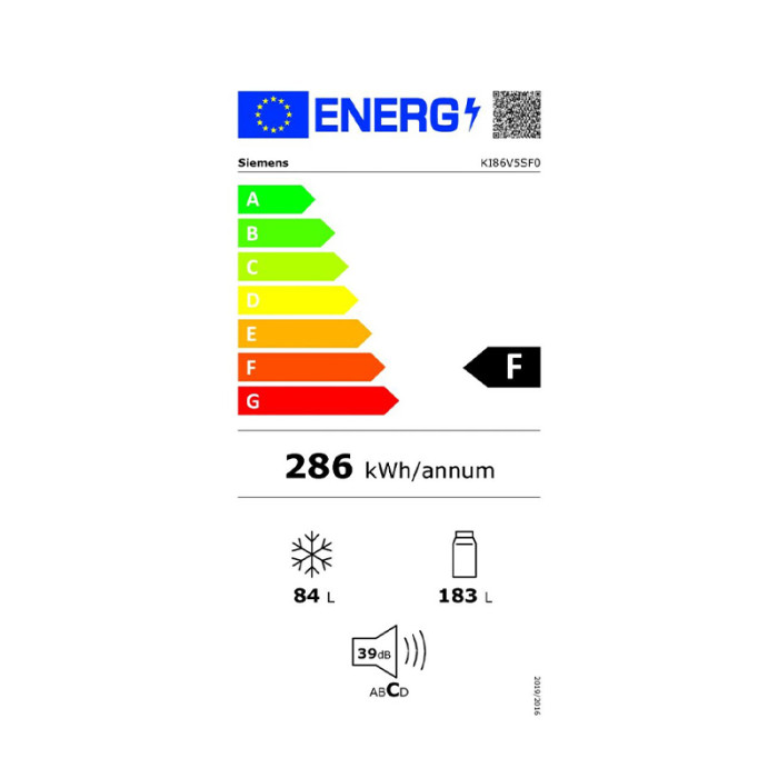 Réfrigérateur combiné intégrable congélateur bas 267L blanc Siemens KI86V5SF0