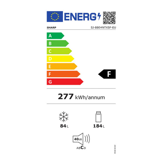 Réfrigérateur congélateur bas 268L gris Sharp SJBB04NTXSF