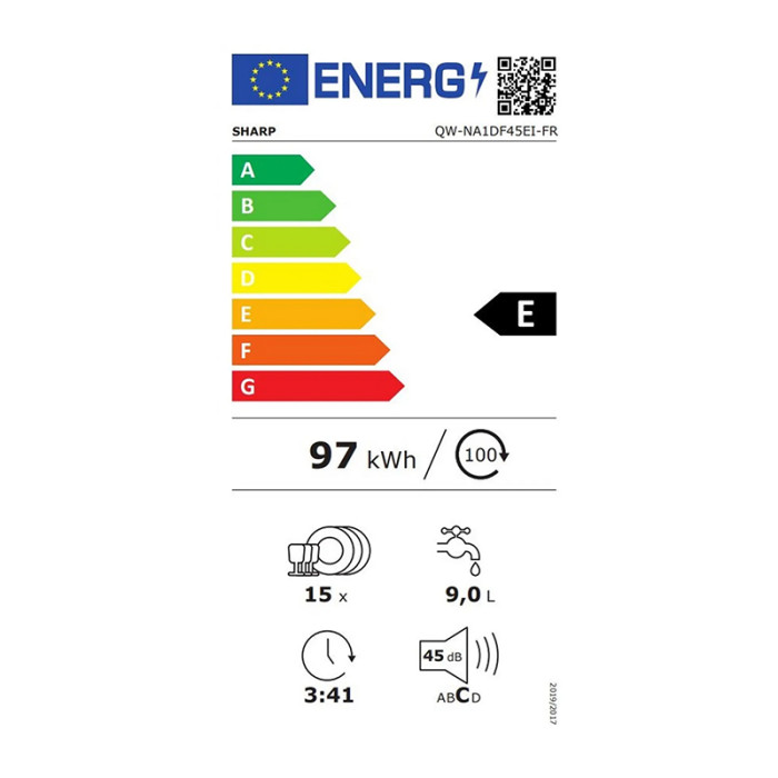 Lave-vaisselle 15 couverts 60cm inox Sharp QWNA1DF45EI