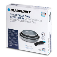 Set 3 poêles compatible induction 20, 24 et 28cm Blaupunkt Collection FRANCFORT