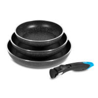 Set 3 poêles compatible induction 20, 24 et 28cm Blaupunkt Collection FRANCFORT