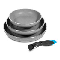 Set 3 poêles compatible induction 20, 24 et 28cm Blaupunkt Collection FRANCFORT