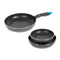 Set 3 poêles compatible induction 20, 24 et 28cm Blaupunkt Collection FRANCFORT