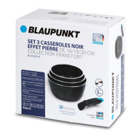 Set 3 casseroles compatible induction 16, 18 et 20cm Blaupunkt Collection FRANCFORT